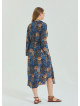 Shirt Collar Belt Detailed Blue Bohemian Plus Size Dress 4613